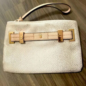 Jennifer Lopez Cream and Pink Textured Clutch with Elegant Strap